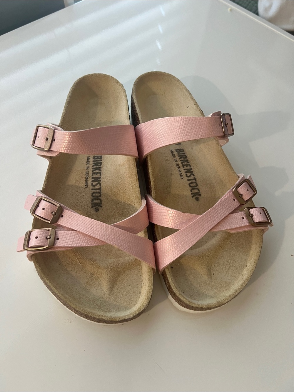 Birkenstock Pink Triple-Strap Buckle Sandals